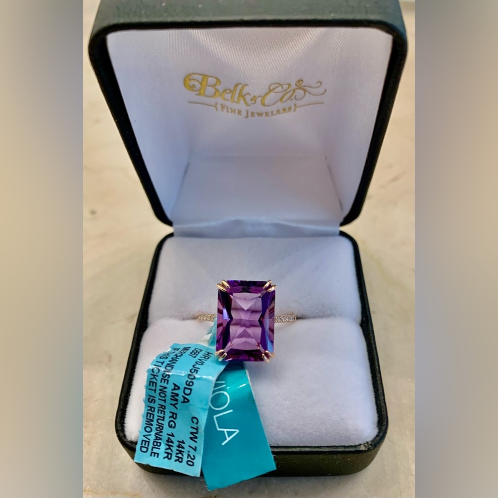 EFFY Diamond and 7.2 ct. t.w. Amethyst Ring in 14K Rose Gold